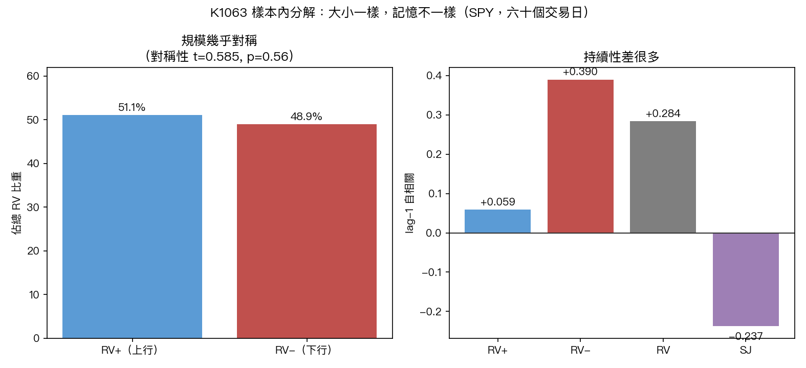 K1063 樣本內分解：規模對稱、記憶不對稱